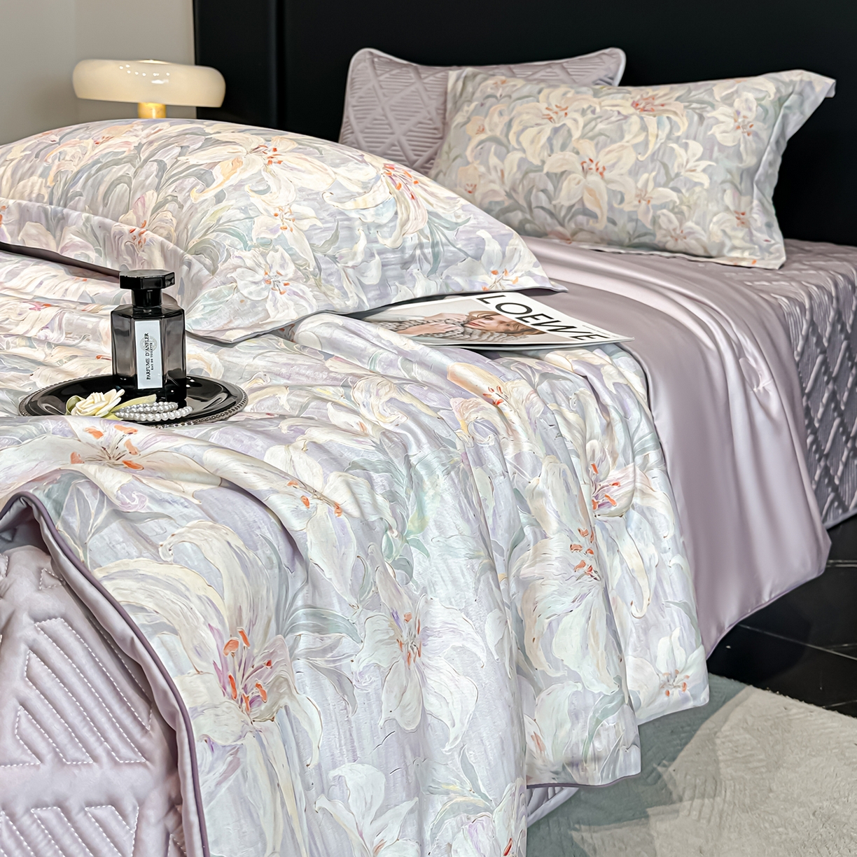 91家纺网 家纺一手货源 找家纺 吾诺家居 2026春夏新款数码印花莱赛尔天丝夏被夏凉被空调被-天印系列 春意