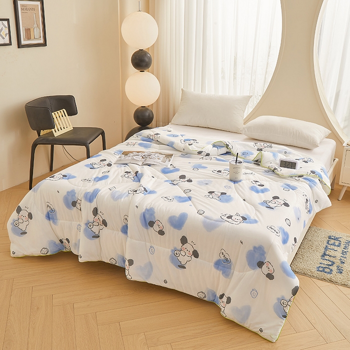 91家纺网 家纺一手货源 找家纺 董韵家纺 2026年新款凉感丝数码印花夏被 可爱狗