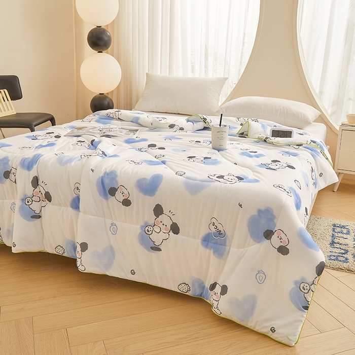 91家纺网 家纺一手货源 找家纺 董韵家纺 2026年新款凉感丝数码印花夏被 可爱狗