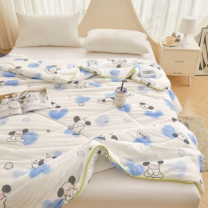 91家纺网 家纺一手货源 找家纺 董韵家纺 2026年新款凉感丝数码印花夏被 可爱狗