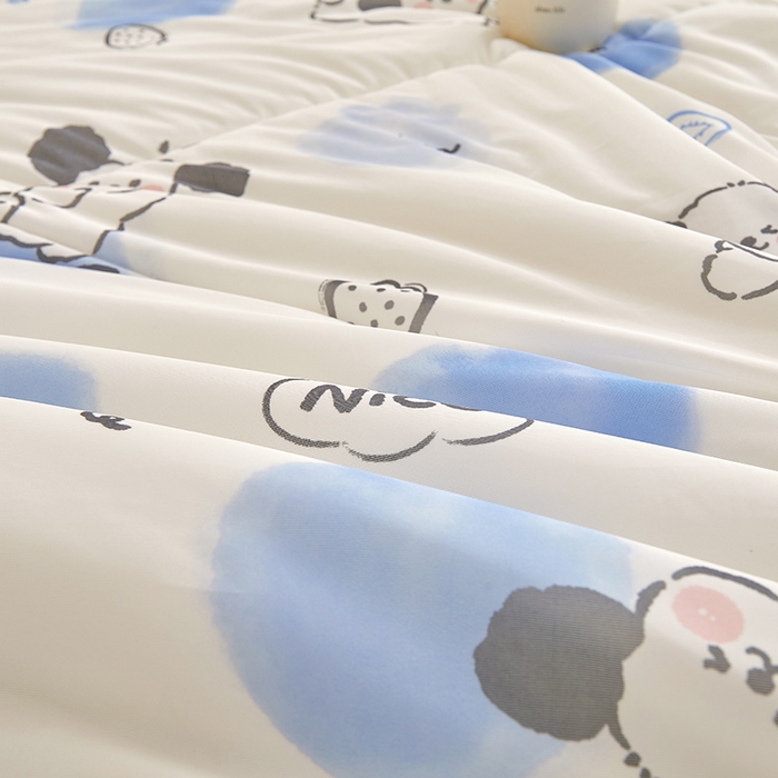 91家纺网 家纺一手货源 找家纺 董韵家纺 2026年新款凉感丝数码印花夏被 可爱狗