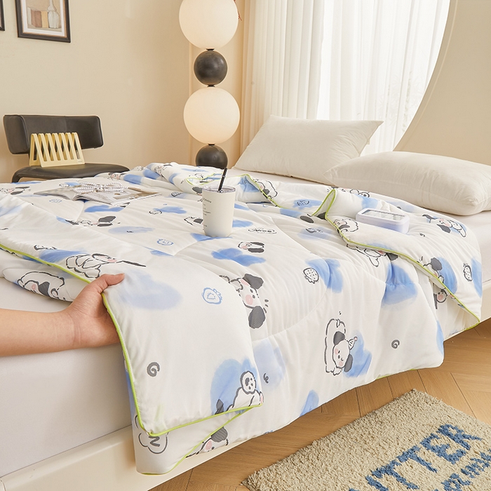 91家纺网 家纺一手货源 找家纺 董韵家纺 2026年新款凉感丝数码印花夏被 可爱狗