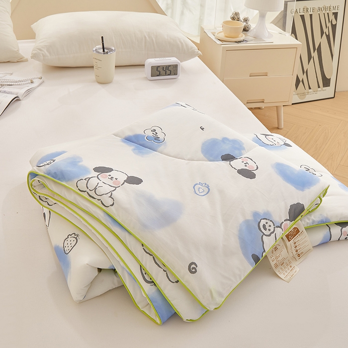 91家纺网 家纺一手货源 找家纺 董韵家纺 2026年新款凉感丝数码印花夏被 可爱狗