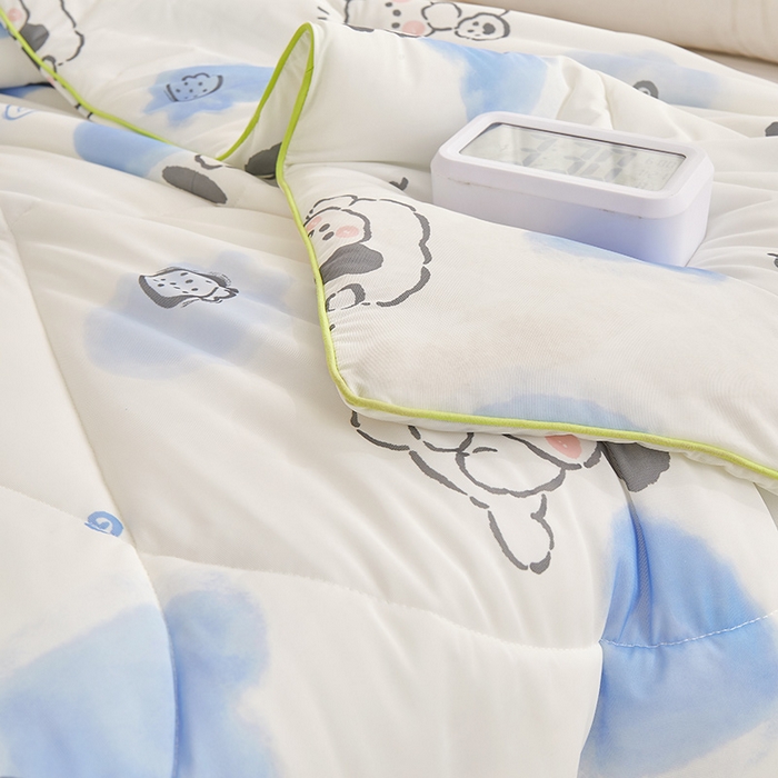 91家纺网 家纺一手货源 找家纺 董韵家纺 2026年新款凉感丝数码印花夏被 可爱狗