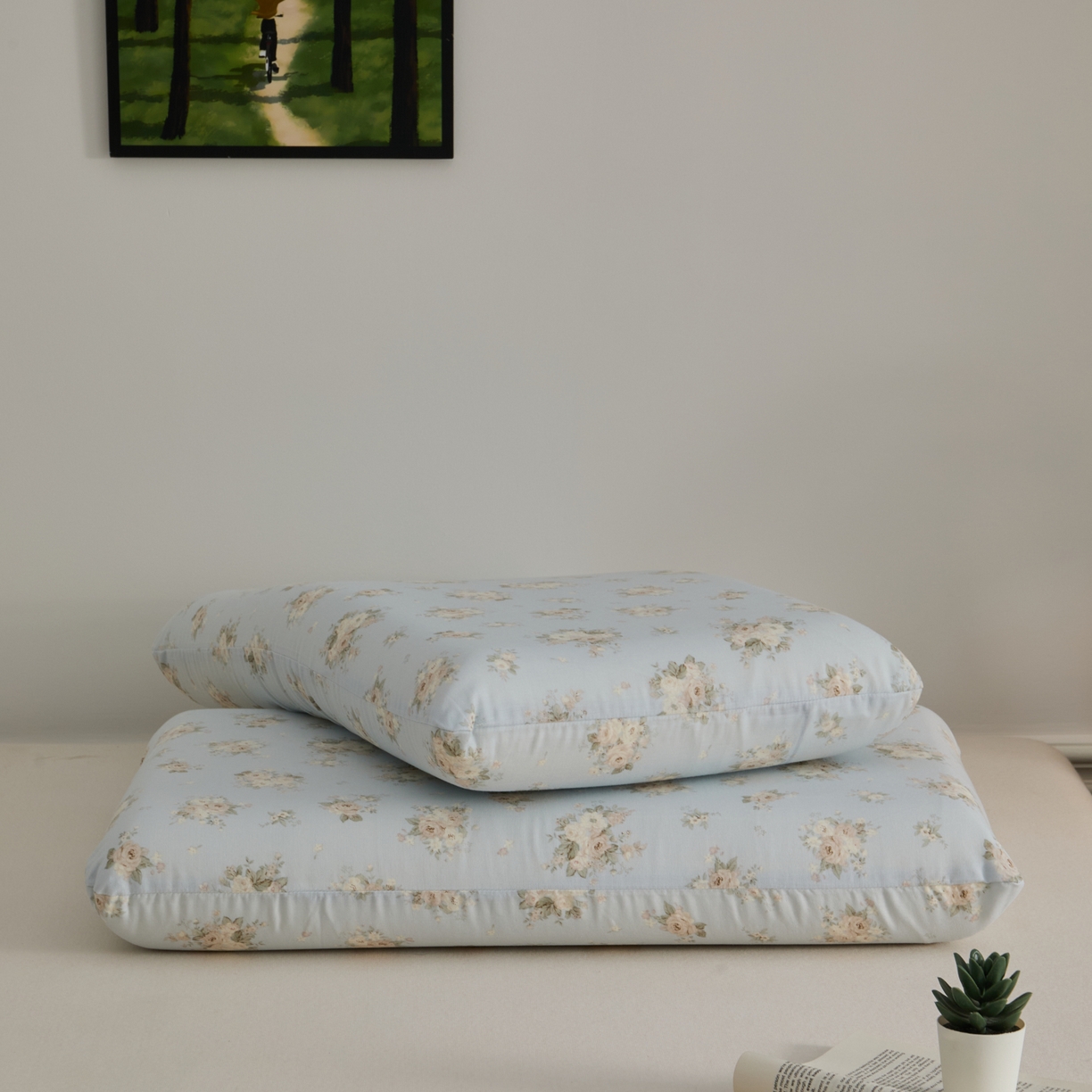 91家纺网 家纺一手货源 找家纺 百寐 2026新款全棉纯棉A类双层纱立体记忆深睡枕芯保护套42*70纯棉枕套 夏日微醺