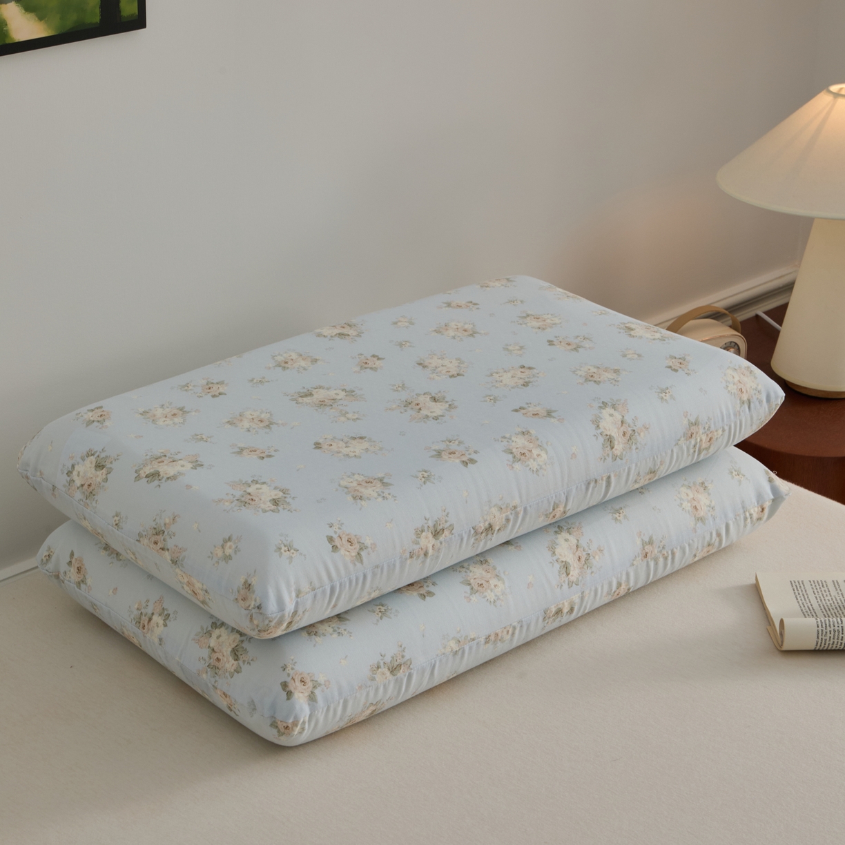 91家纺网 家纺一手货源 找家纺 百寐 2026新款全棉纯棉A类双层纱立体记忆深睡枕芯保护套42*70纯棉枕套 夏日微醺