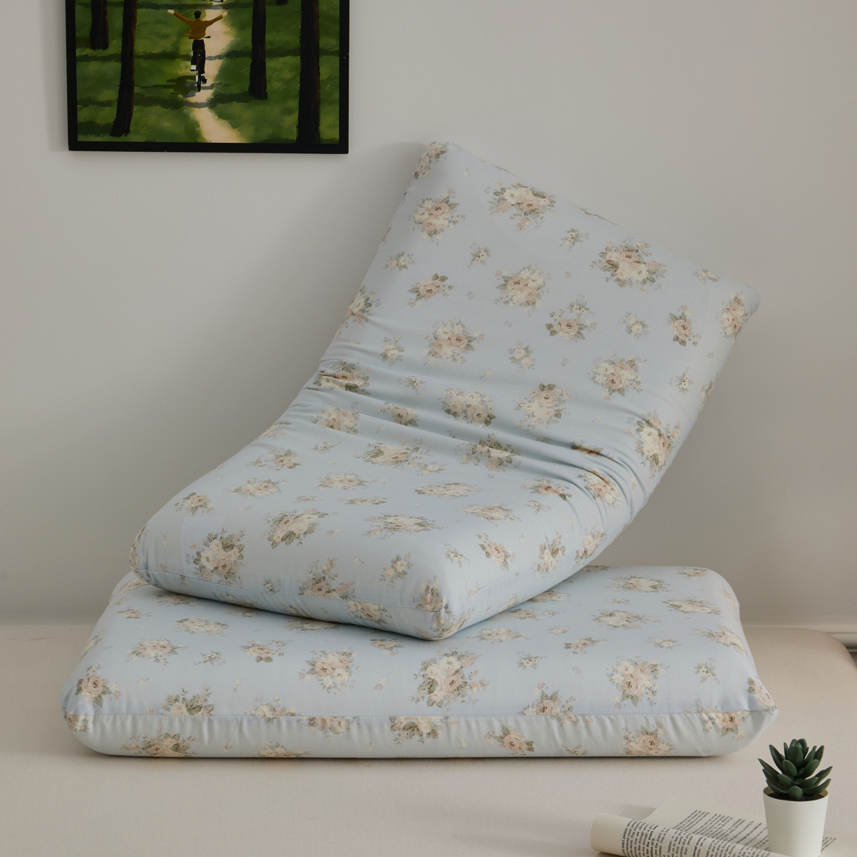 91家纺网 家纺一手货源 找家纺 百寐 2026新款全棉纯棉A类双层纱立体记忆深睡枕芯保护套42*70纯棉枕套 夏日微醺