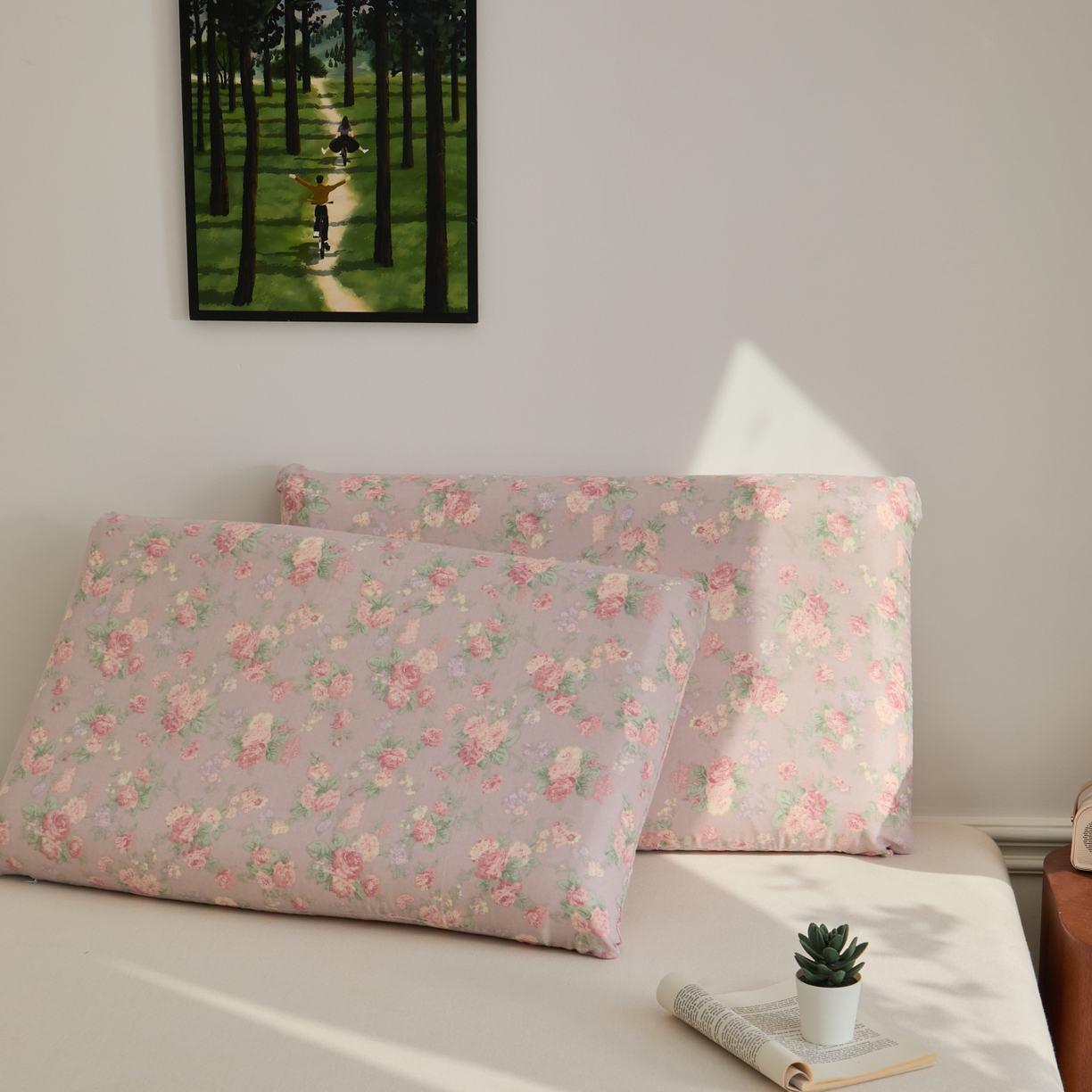 百寐 2026新款全棉纯棉A类双层纱立体记忆深睡枕芯保护套42*70纯棉枕套 遇见浪漫