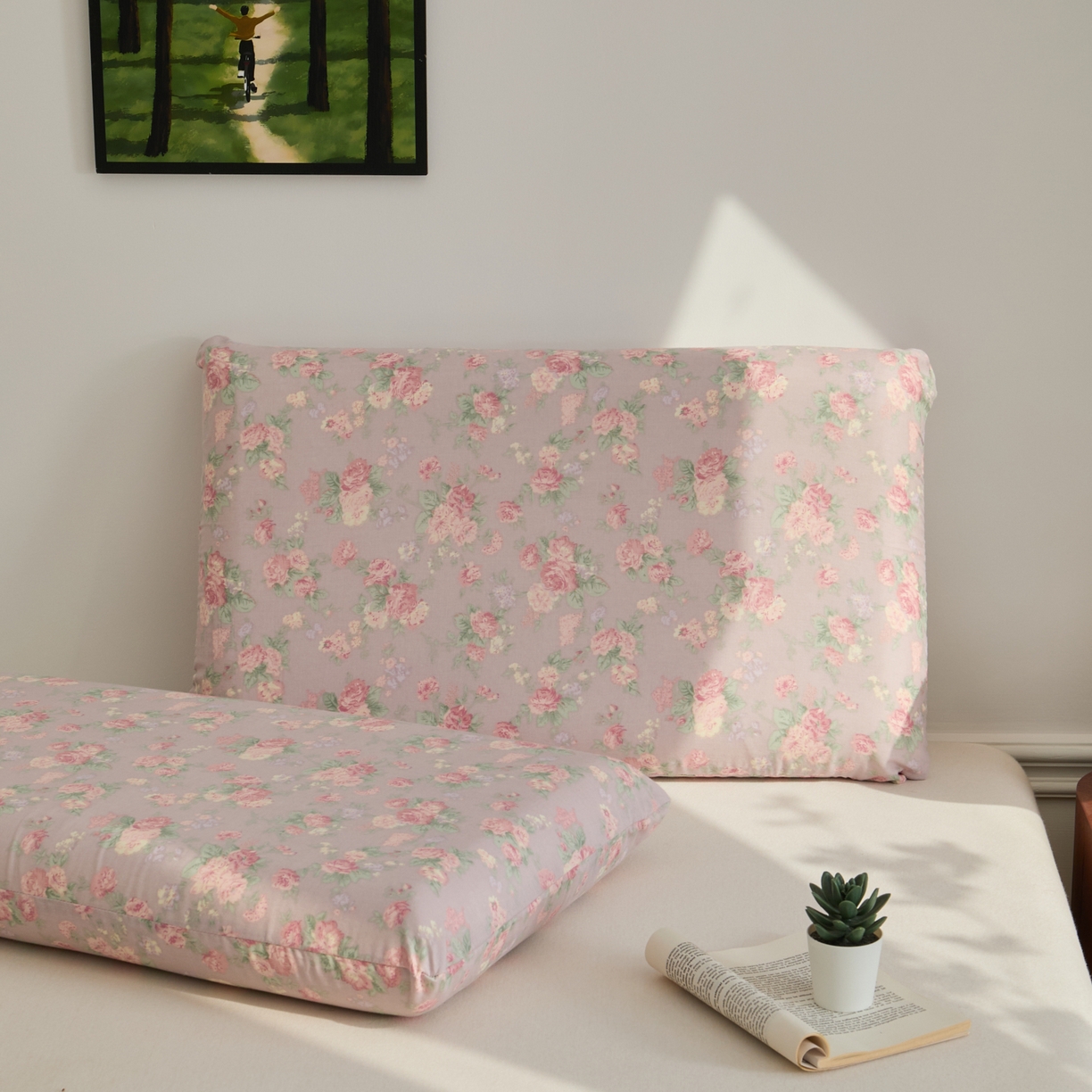 91家纺网 家纺一手货源 找家纺 百寐 2026新款全棉纯棉A类双层纱立体记忆深睡枕芯保护套42*70纯棉枕套 遇见浪漫