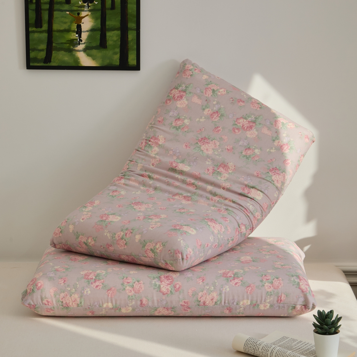 91家纺网 家纺一手货源 找家纺 百寐 2026新款全棉纯棉A类双层纱立体记忆深睡枕芯保护套42*70纯棉枕套 遇见浪漫