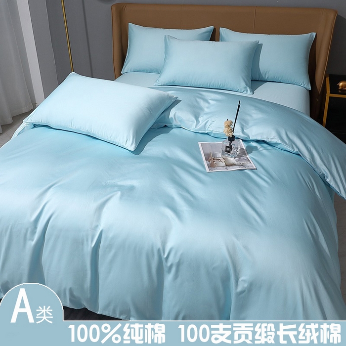 91家纺网 家纺一手货源 找家纺 （总）晶缦家纺 2026新全棉A类纯棉100支贡缎长绒棉纯色多规格四件套-绮云系列
