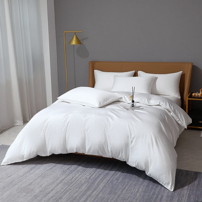 91家纺网 家纺一手货源 找家纺 晶缦家纺 2026新全棉A类纯棉100支贡缎长绒棉纯色多规格四件套-绮云系列 绮云-本白色