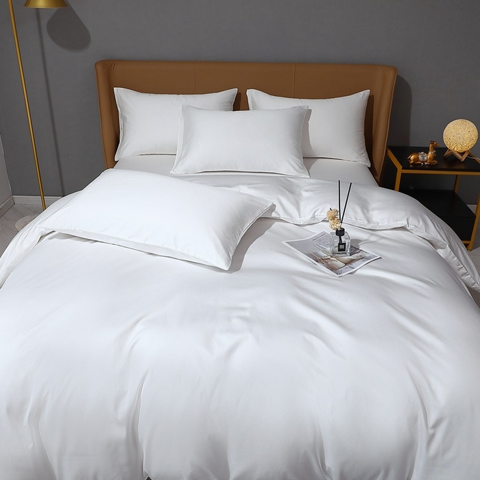 91家纺网 家纺一手货源 找家纺 晶缦家纺 2026新全棉A类纯棉100支贡缎长绒棉纯色多规格四件套-绮云系列 绮云-本白色