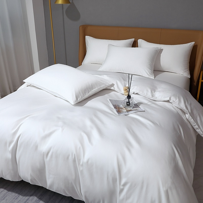 91家纺网 家纺一手货源 找家纺 晶缦家纺 2026新全棉A类纯棉100支贡缎长绒棉纯色多规格四件套-绮云系列 绮云-本白色