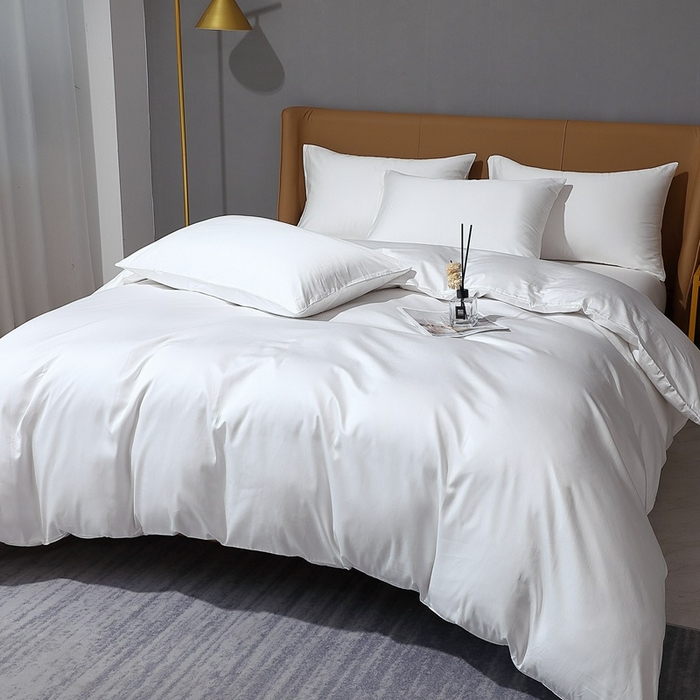 91家纺网 家纺一手货源 找家纺 晶缦家纺 2026新全棉A类纯棉100支贡缎长绒棉纯色多规格四件套-绮云系列 绮云-本白色