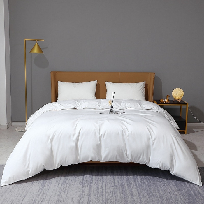 91家纺网 家纺一手货源 找家纺 晶缦家纺 2026新全棉A类纯棉100支贡缎长绒棉纯色多规格四件套-绮云系列 绮云-本白色