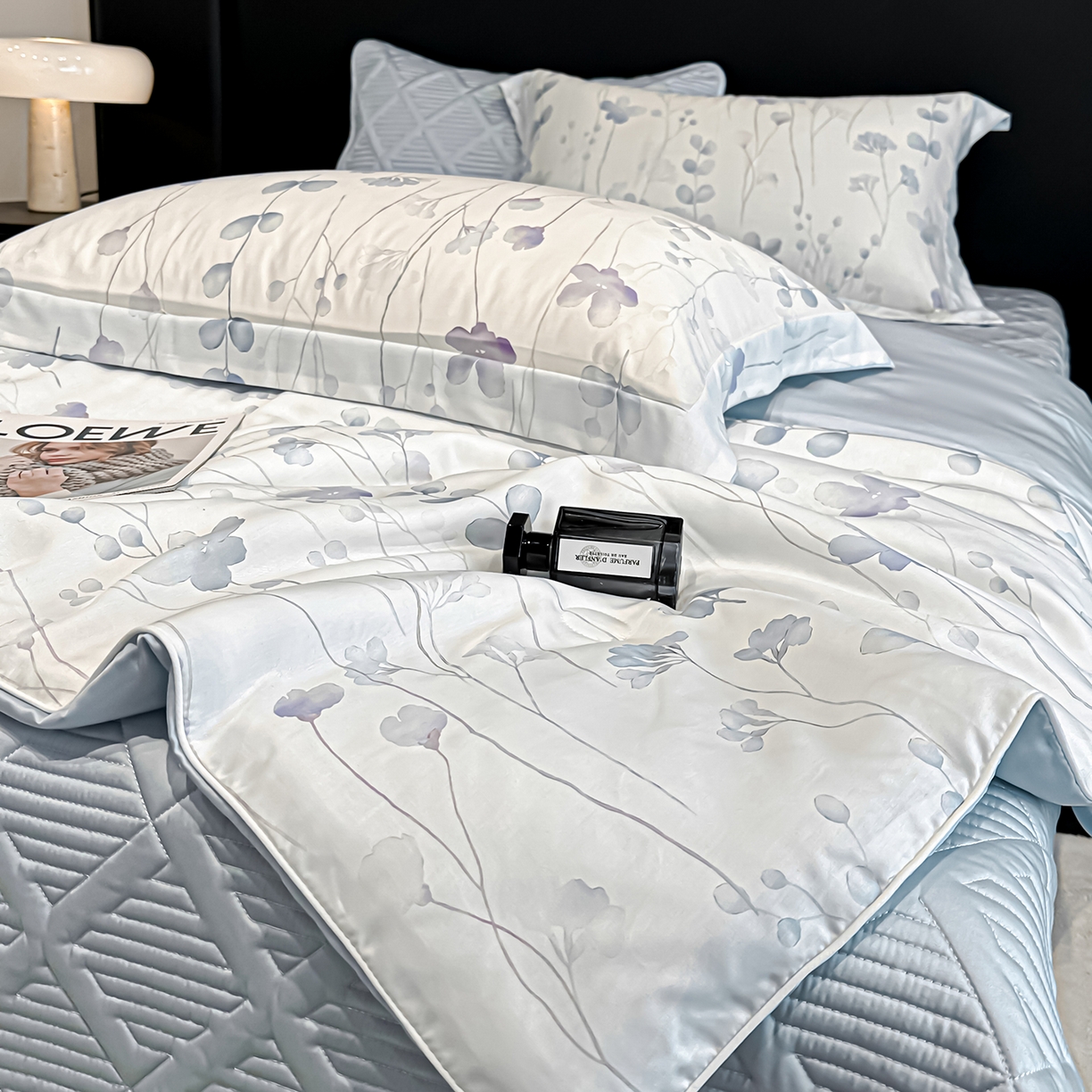 91家纺网 家纺一手货源 找家纺 吾诺家居 2026春夏新款数码印花莱赛尔天丝夏被夏凉被空调被-天印系列 花之梦