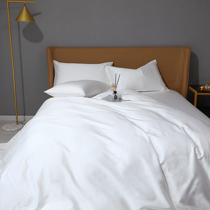 91家纺网 家纺一手货源 找家纺 晶缦家纺 2026新全棉A类纯棉100支贡缎长绒棉纯色多规格四件套-绮云系列 绮云-本白色