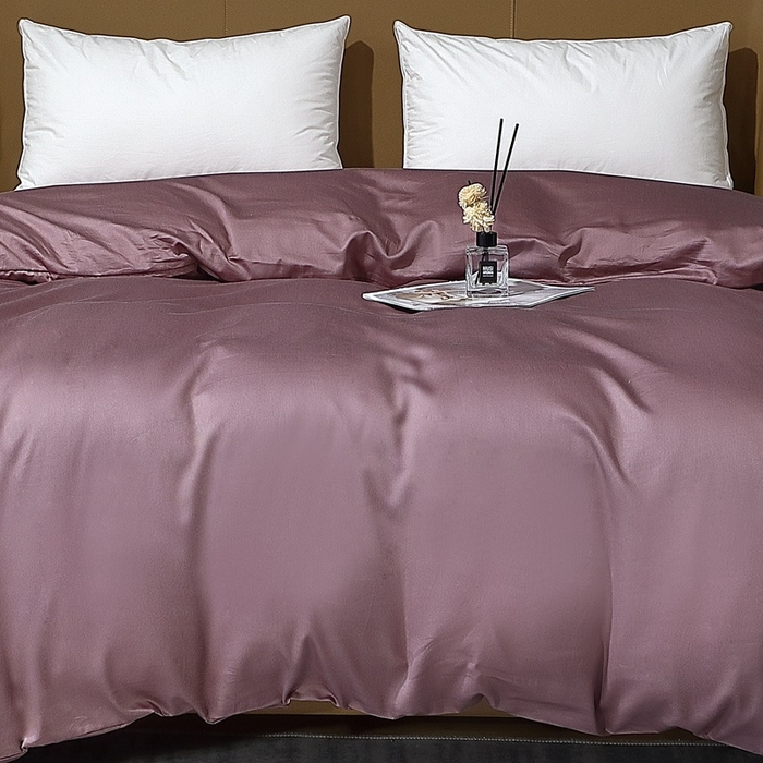 91家纺网 家纺一手货源 找家纺 晶缦家纺 2026新全棉A类纯棉100支贡缎长绒棉纯色多规格四件套-绮云系列 绮云-帛咖色