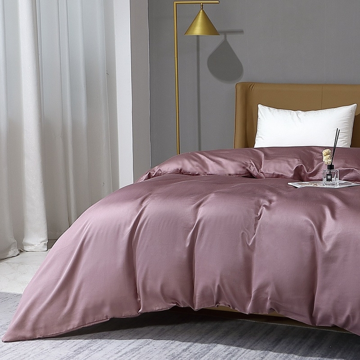 91家纺网 家纺一手货源 找家纺 晶缦家纺 2026新全棉A类纯棉100支贡缎长绒棉纯色多规格四件套-绮云系列 绮云-帛咖色