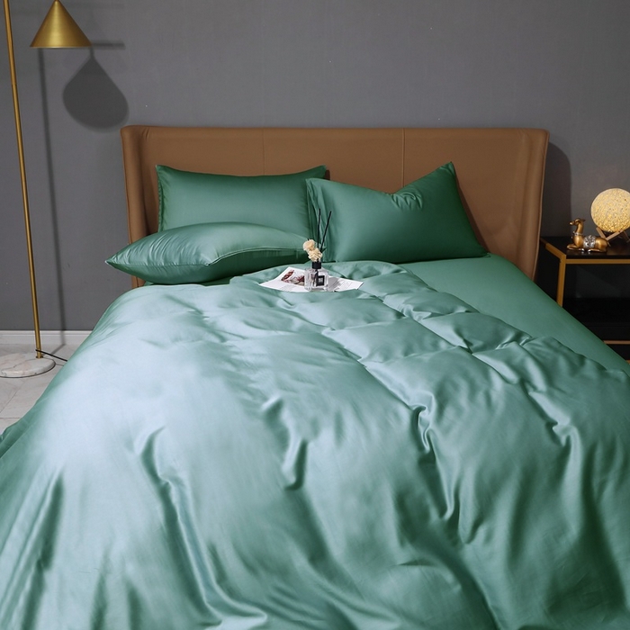 91家纺网 家纺一手货源 找家纺 晶缦家纺 2026新全棉A类纯棉100支贡缎长绒棉纯色多规格四件套-绮云系列 绮云-橄榄绿