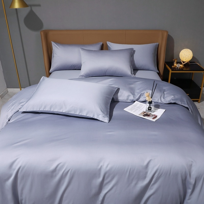 91家纺网 家纺一手货源 找家纺 晶缦家纺 2026新全棉A类纯棉100支贡缎长绒棉纯色多规格四件套-绮云系列 绮云-绫兰灰