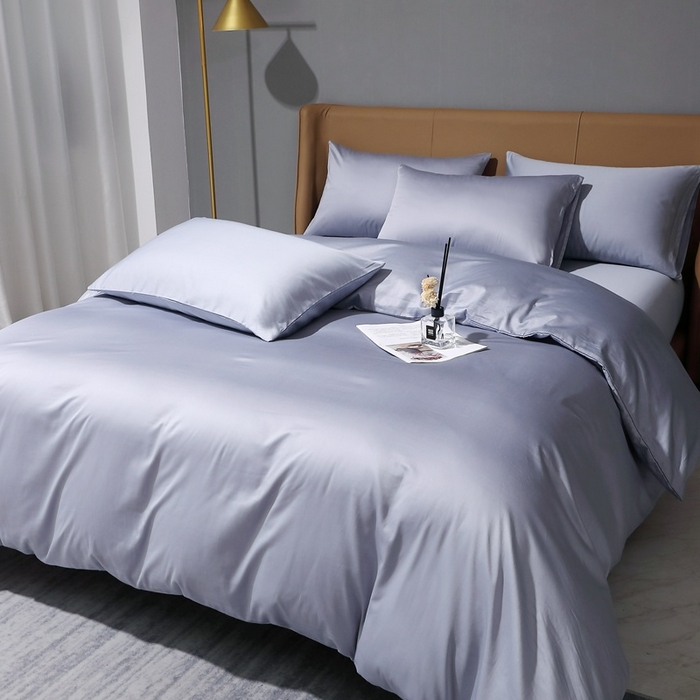 91家纺网 家纺一手货源 找家纺 晶缦家纺 2026新全棉A类纯棉100支贡缎长绒棉纯色多规格四件套-绮云系列 绮云-绫兰灰