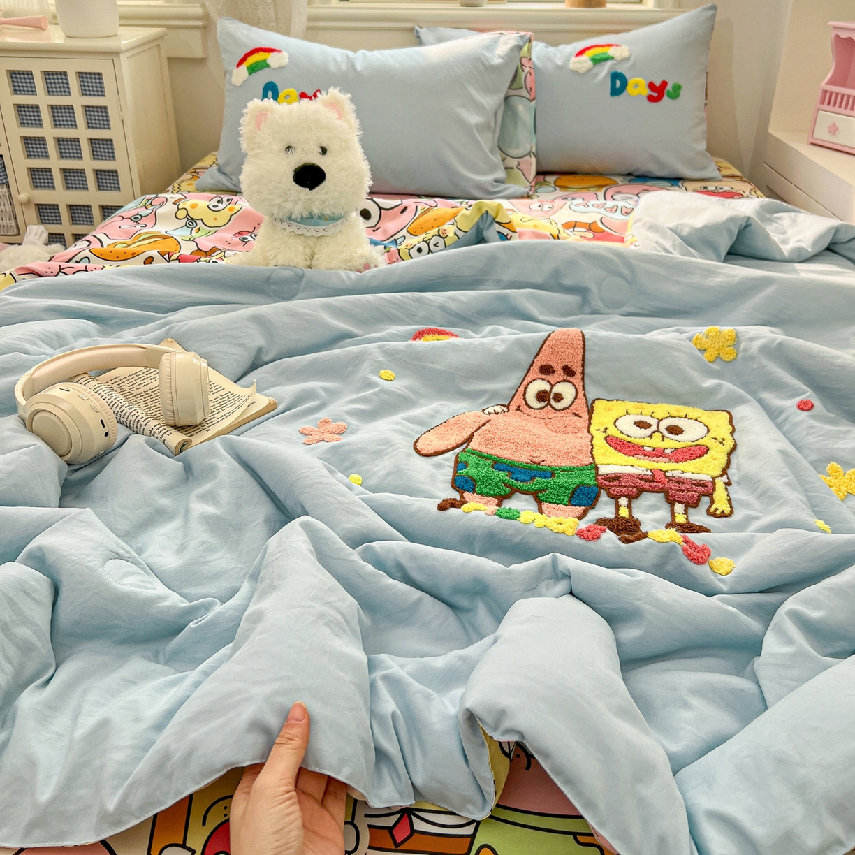 91家纺网 家纺一手货源 找家纺 （总）易辰美 2026新款水洗棉毛巾绣夏被四件套