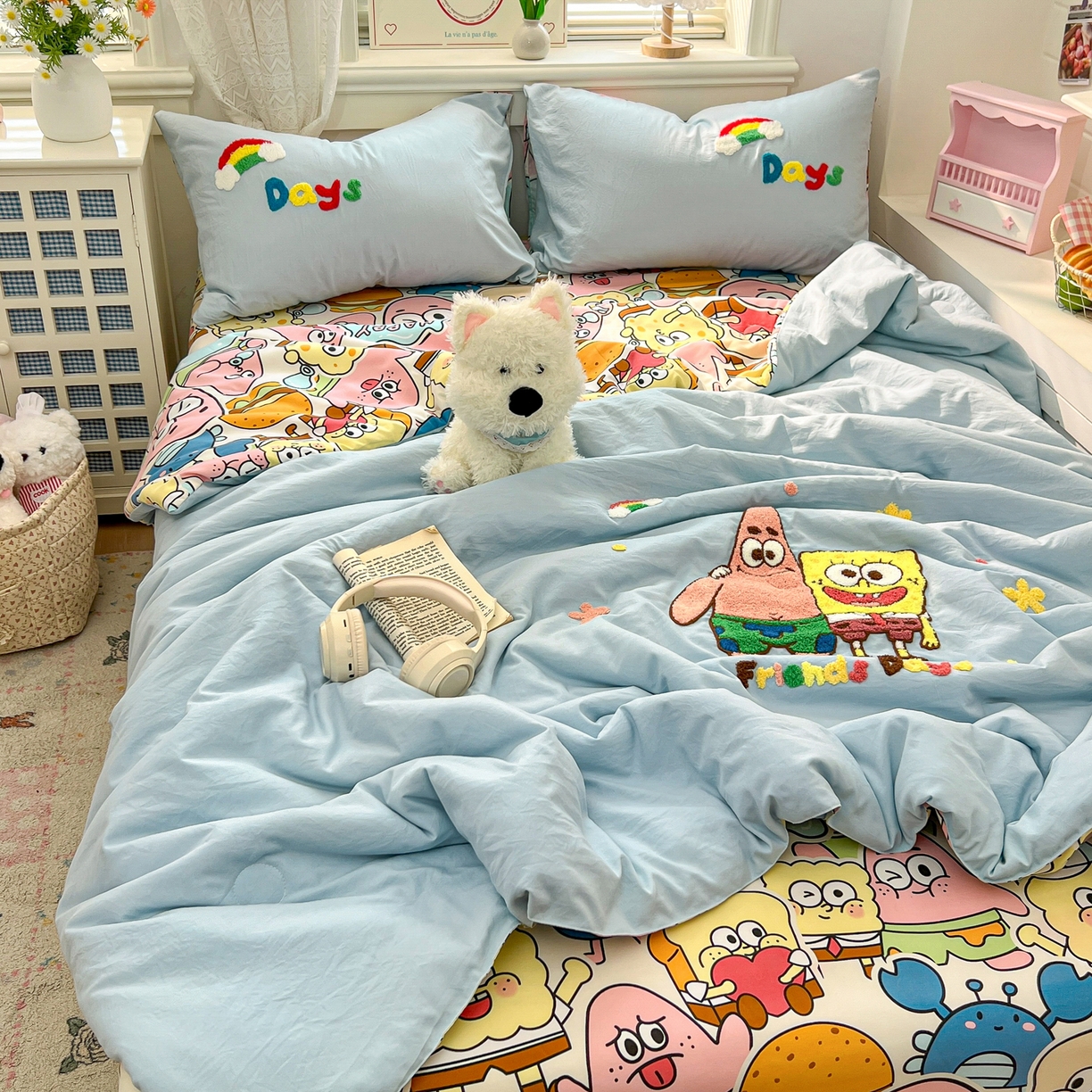 91家纺网 家纺一手货源 找家纺 （总）易辰美 2026新款水洗棉毛巾绣夏被四件套