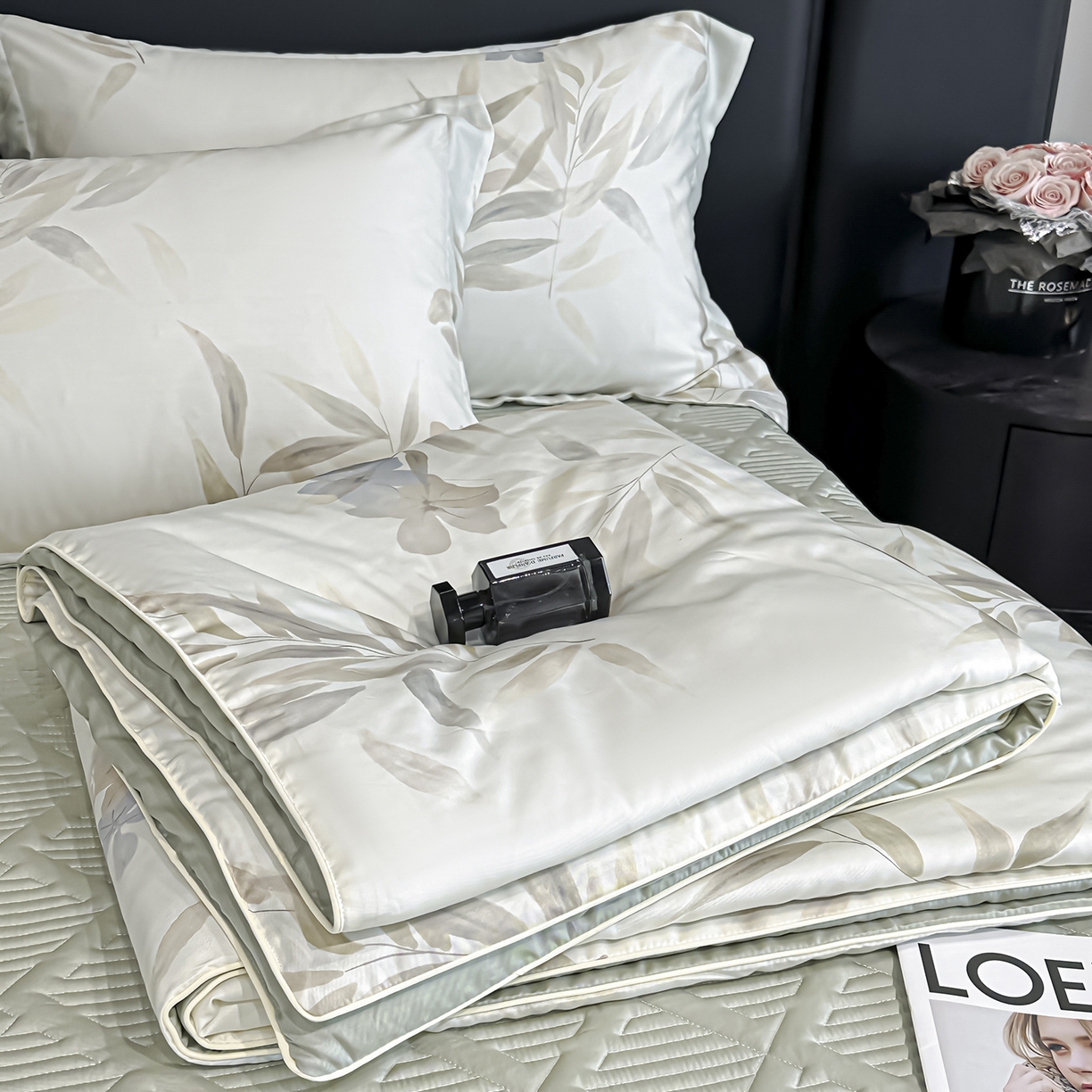 吾诺家居 2026春夏新款数码印花莱赛尔天丝夏被夏凉被空调被-天印系列 绿色竹影