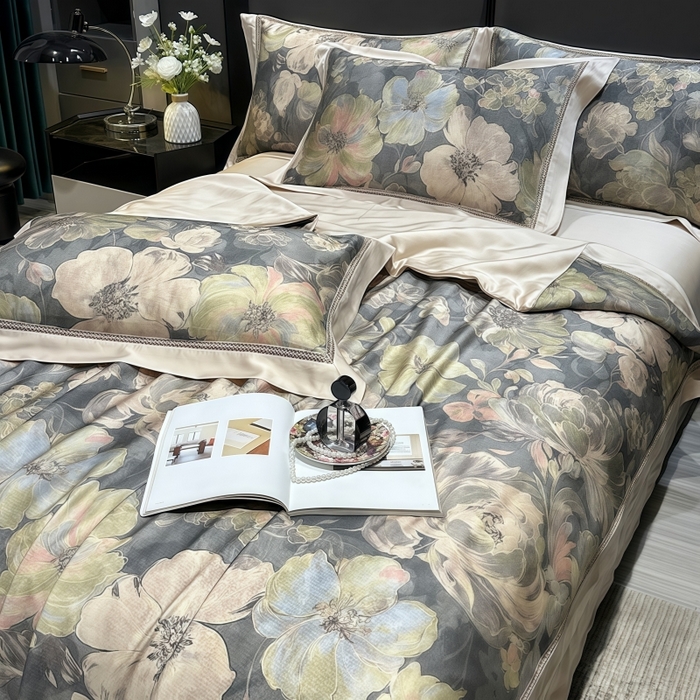 91家纺网 家纺一手货源 找家纺 欧夏家纺 2026新款兰精天丝数码印花镂空夏被空调被夏凉被薄被子可机洗 暗香