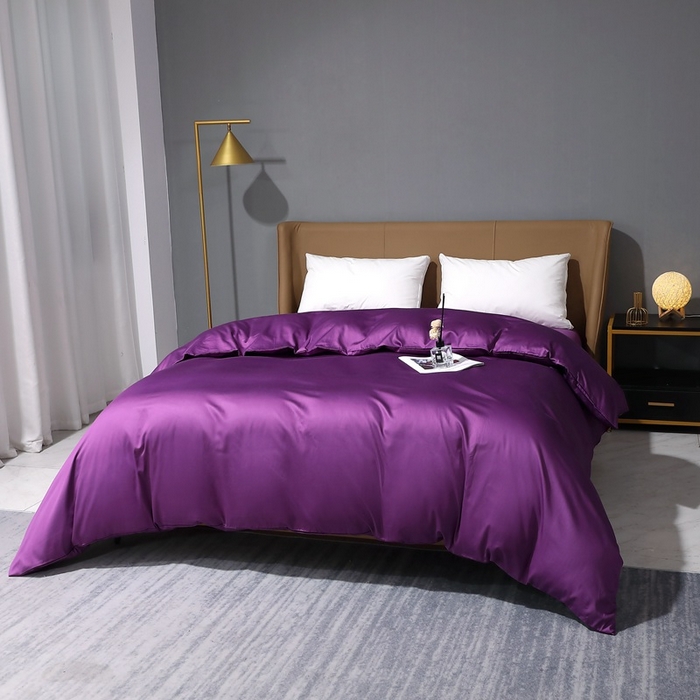 91家纺网 家纺一手货源 找家纺 晶缦家纺 2026新全棉A类纯棉100支贡缎长绒棉纯色多规格四件套-绮云系列 绮云-罗兰紫