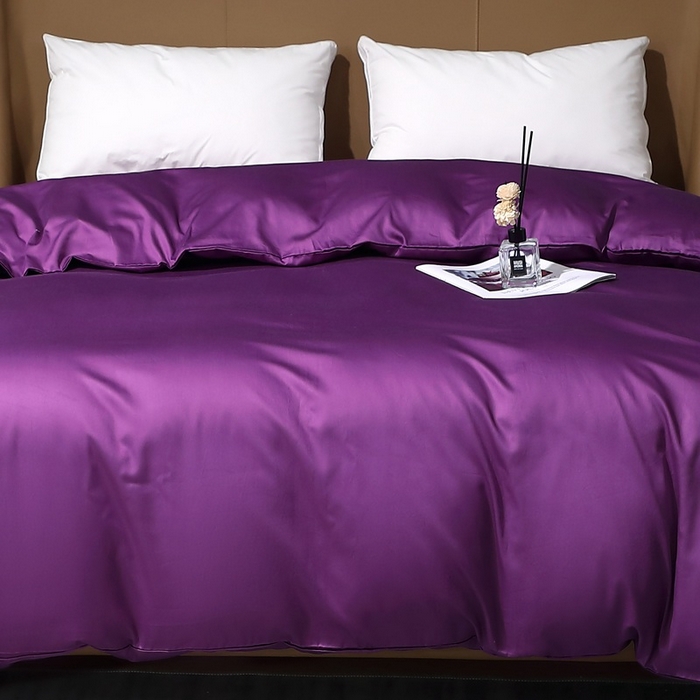 91家纺网 家纺一手货源 找家纺 晶缦家纺 2026新全棉A类纯棉100支贡缎长绒棉纯色多规格四件套-绮云系列 绮云-罗兰紫