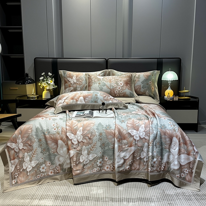 91家纺网 家纺一手货源 找家纺 欧夏家纺 2026新款兰精天丝数码印花镂空夏被空调被夏凉被薄被子可机洗 蝶舞