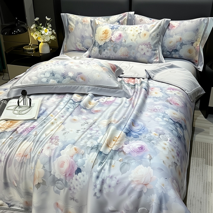 91家纺网 家纺一手货源 找家纺 欧夏家纺 2026新款兰精天丝数码印花镂空夏被空调被夏凉被薄被子可机洗 国色天香