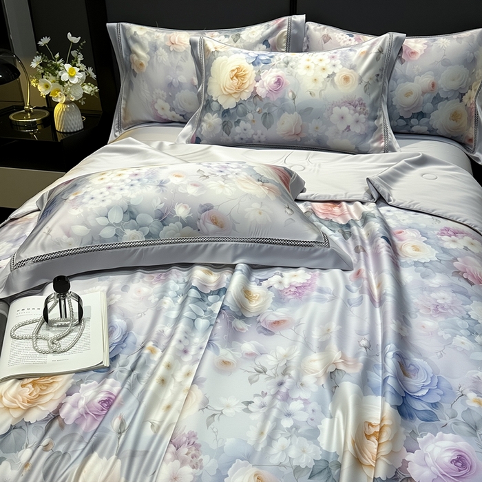 91家纺网 家纺一手货源 找家纺 欧夏家纺 2026新款兰精天丝数码印花镂空夏被空调被夏凉被薄被子可机洗 国色天香