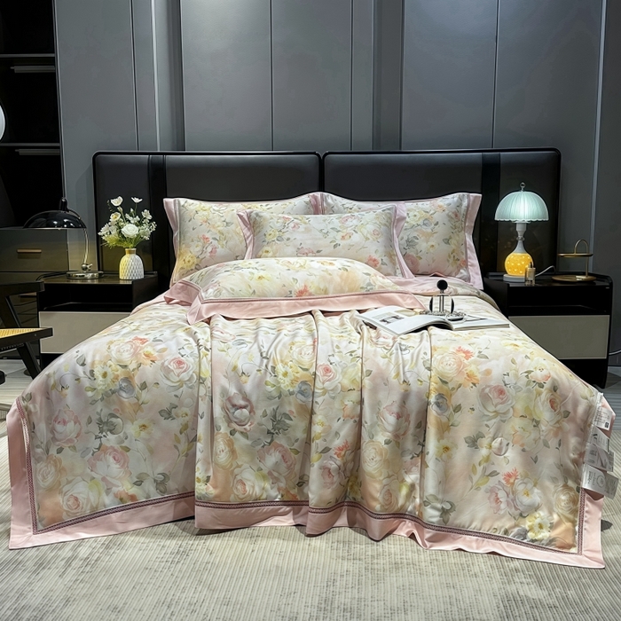 91家纺网 家纺一手货源 找家纺 欧夏家纺 2026新款兰精天丝数码印花镂空夏被空调被夏凉被薄被子可机洗 花期如梦