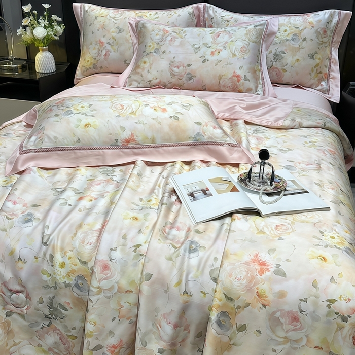 91家纺网 家纺一手货源 找家纺 欧夏家纺 2026新款兰精天丝数码印花镂空夏被空调被夏凉被薄被子可机洗 花期如梦