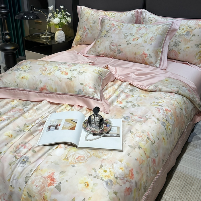 91家纺网 家纺一手货源 找家纺 欧夏家纺 2026新款兰精天丝数码印花镂空夏被空调被夏凉被薄被子可机洗 花期如梦