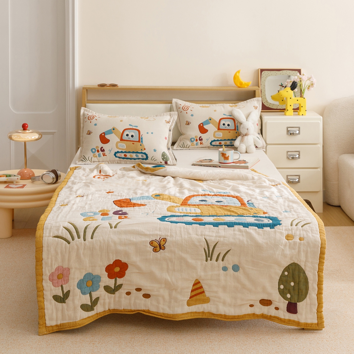 悦然毛巾被 2026新款全棉纱布儿童泡泡被夏被盖毯  花园小园丁