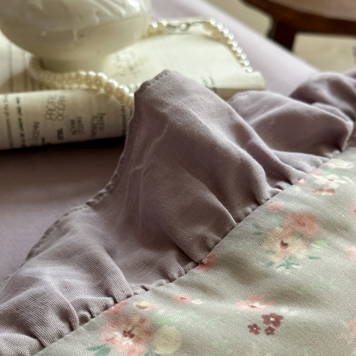 91家纺网 家纺一手货源 找家纺 （总）芯丝路枕业 2026新款印花双层纱木耳边款四件套