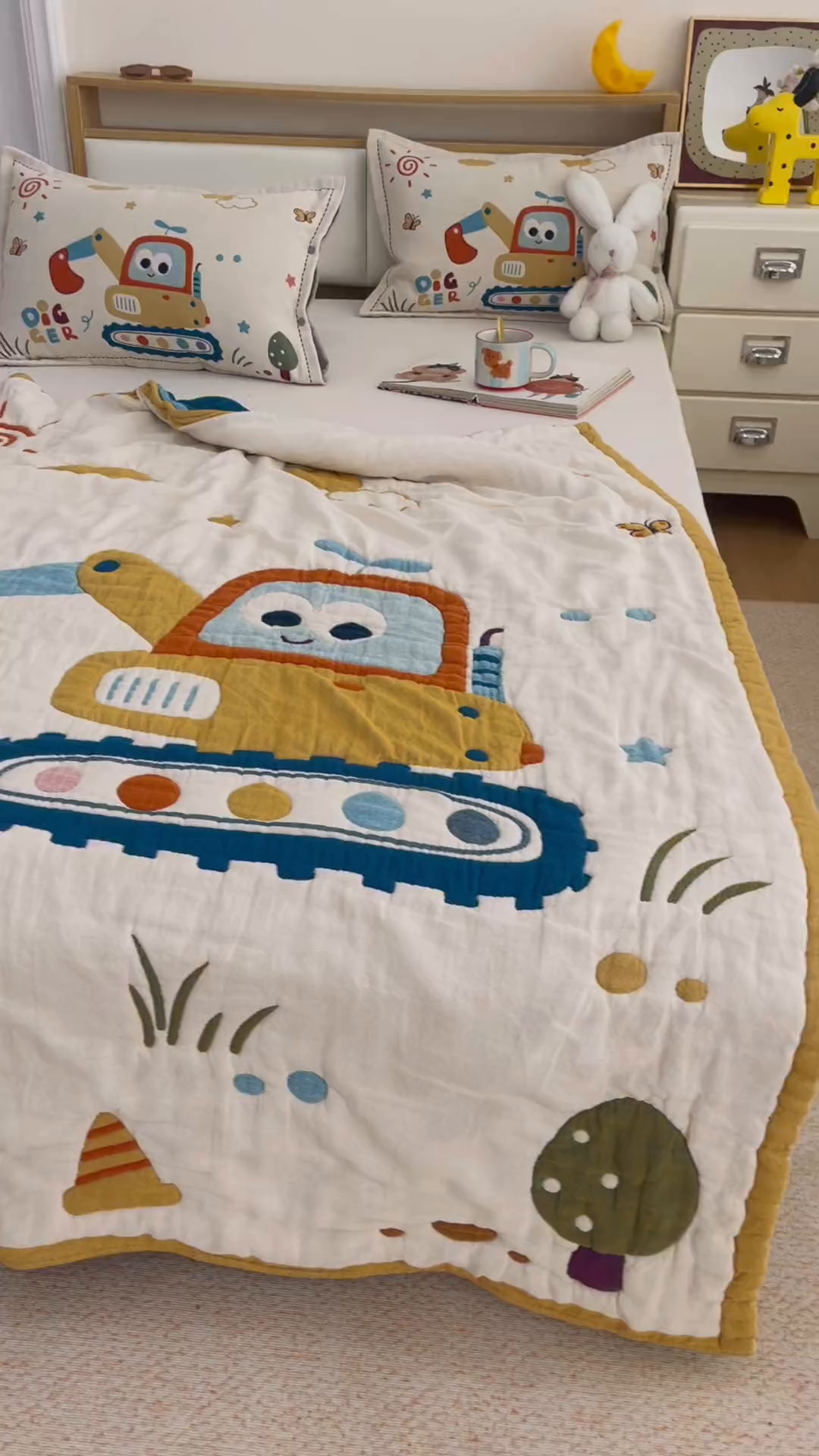 91家纺网 家纺一手货源 找家纺 悦然毛巾被 2026新款全棉纱布儿童泡泡被夏被盖毯  花园小园丁