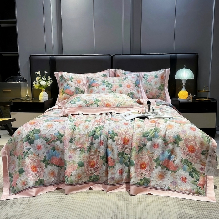 91家纺网 家纺一手货源 找家纺 欧夏家纺 2026新款兰精天丝数码印花镂空夏被空调被夏凉被薄被子可机洗 花溪