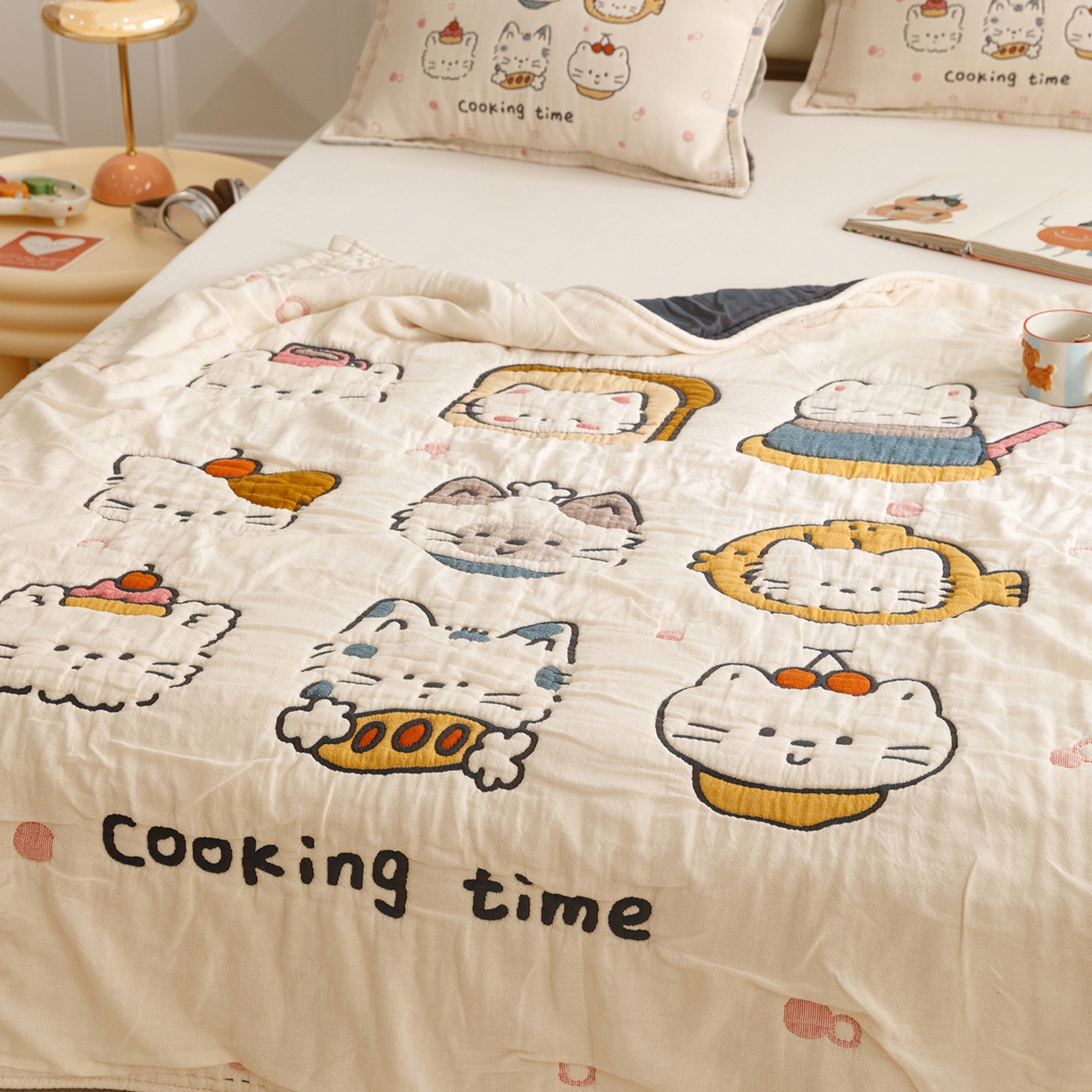 91家纺网 家纺一手货源 找家纺 悦然毛巾被 2026新款全棉纱布儿童泡泡被夏被盖毯  清风喵喵