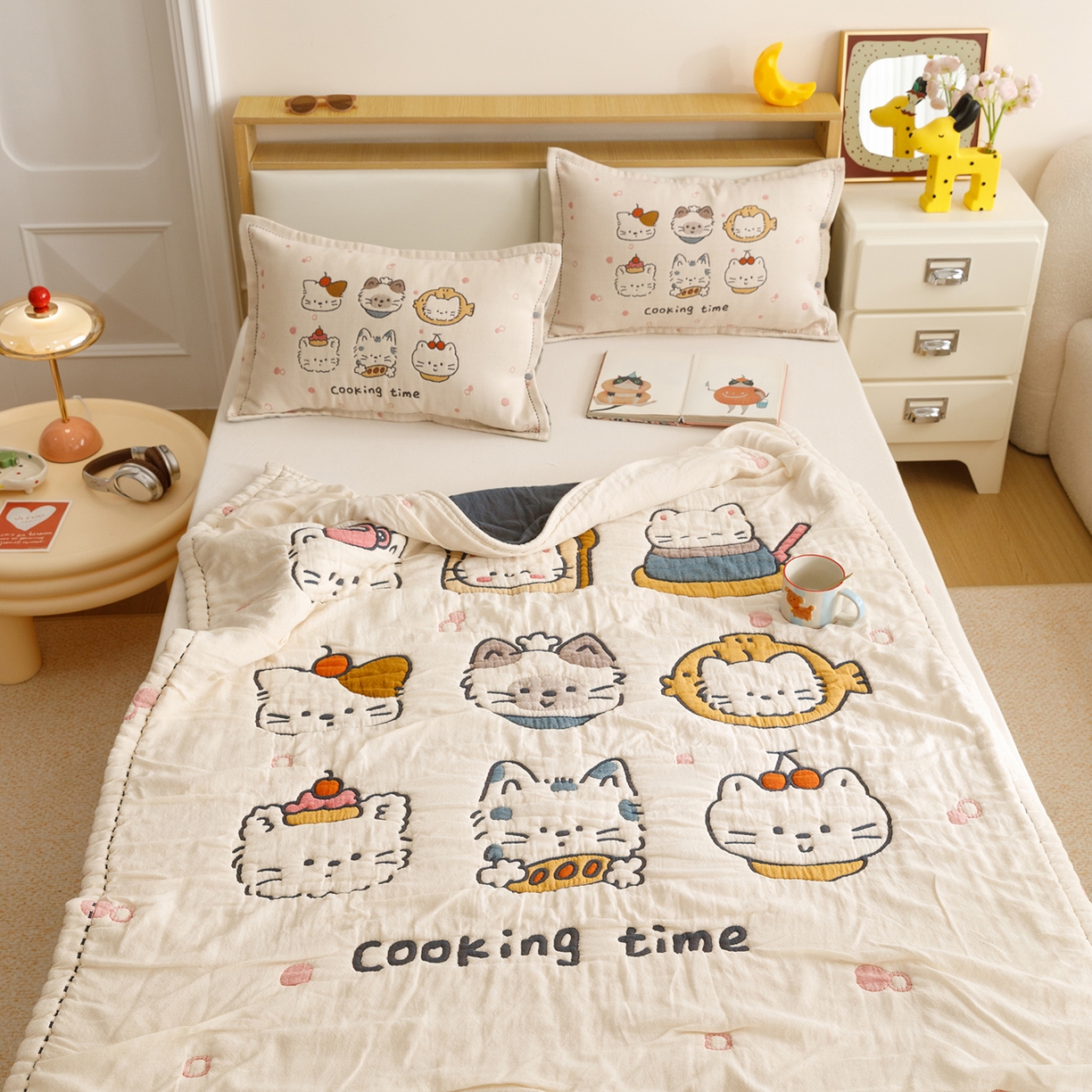 91家纺网 家纺一手货源 找家纺 悦然毛巾被 2026新款全棉纱布儿童泡泡被夏被盖毯  清风喵喵