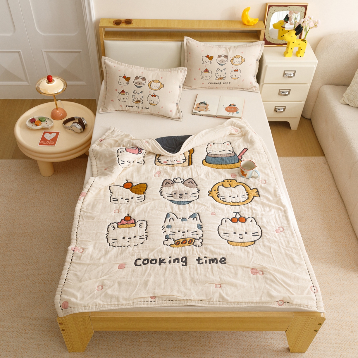 91家纺网 家纺一手货源 找家纺 悦然毛巾被 2026新款全棉纱布儿童泡泡被夏被盖毯  清风喵喵