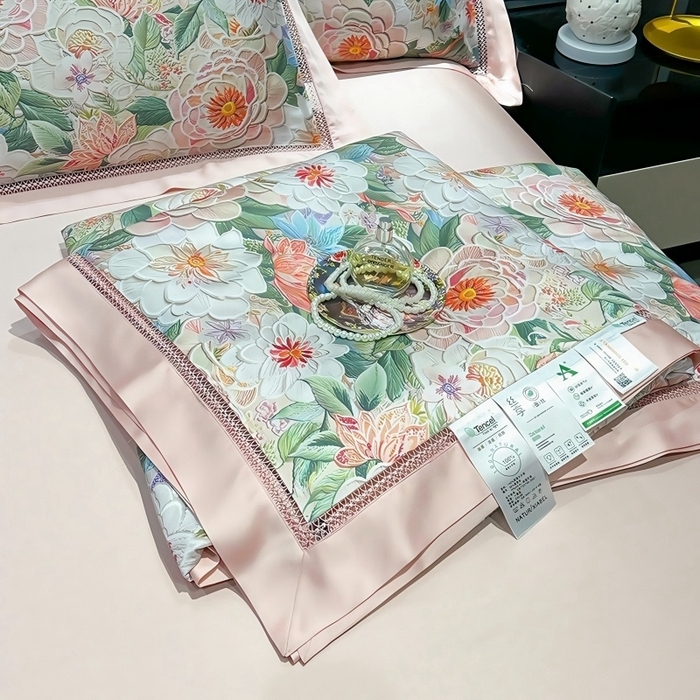 91家纺网 家纺一手货源 找家纺 欧夏家纺 2026新款兰精天丝数码印花镂空夏被空调被夏凉被薄被子可机洗 花溪