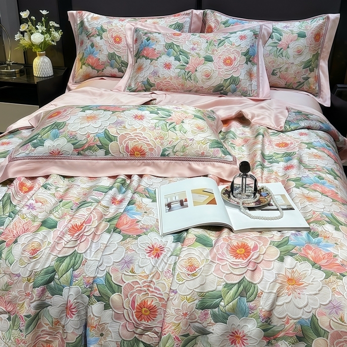 91家纺网 家纺一手货源 找家纺 欧夏家纺 2026新款兰精天丝数码印花镂空夏被空调被夏凉被薄被子可机洗 花溪