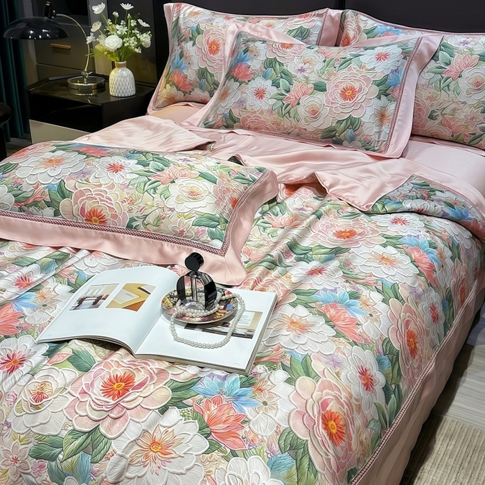 91家纺网 家纺一手货源 找家纺 欧夏家纺 2026新款兰精天丝数码印花镂空夏被空调被夏凉被薄被子可机洗 花溪