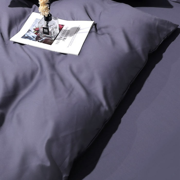 91家纺网 家纺一手货源 找家纺 晶缦家纺 2026新全棉A类纯棉100支贡缎长绒棉纯色多规格四件套-绮云系列 绮云-深度灰